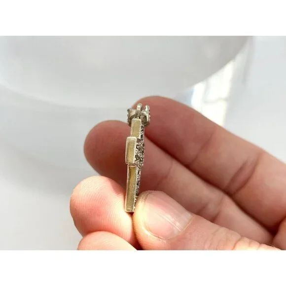 Cross Shaped Marcasite Accented Geometric Sterling Silver 925 Vintage Pendant - Picture 6 of 9